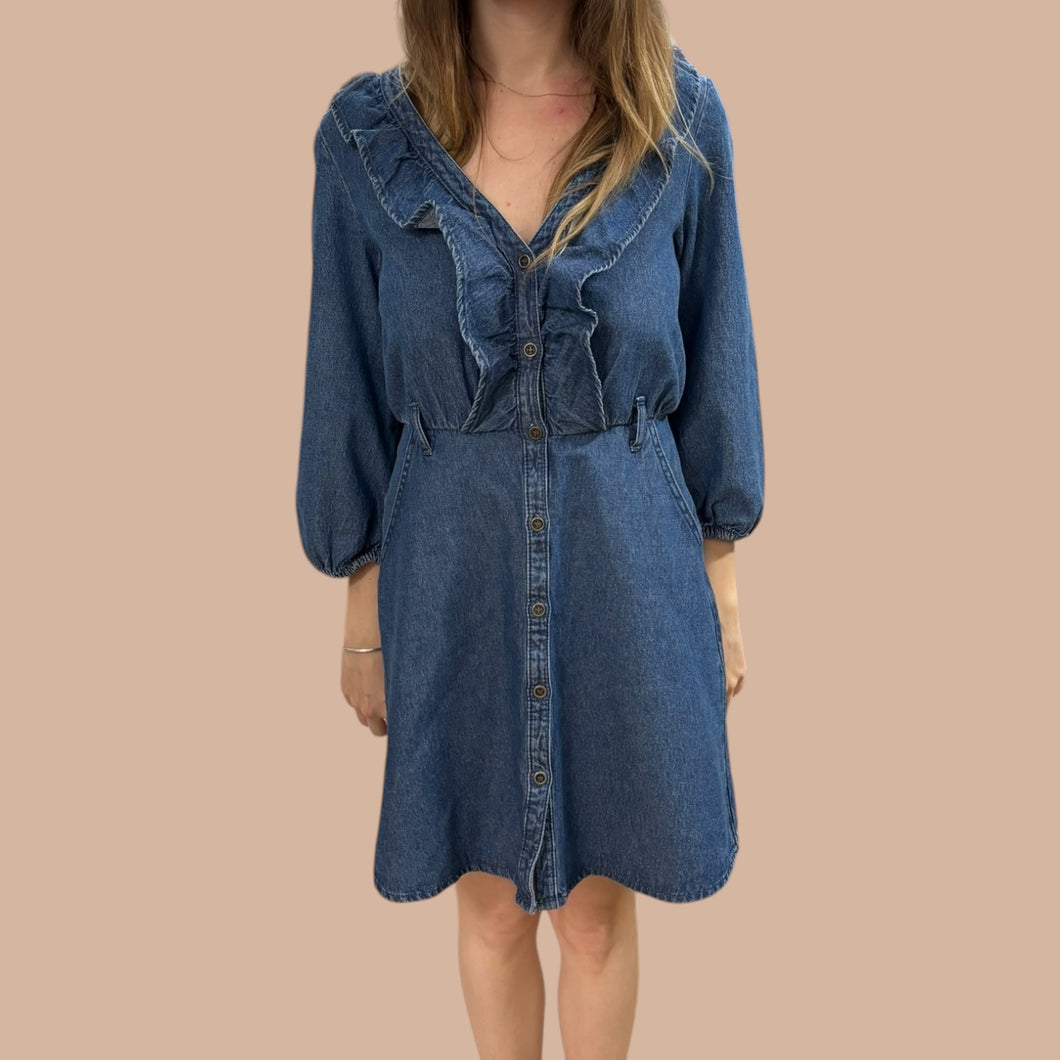 Robe en denim avec volants pour femmes XS