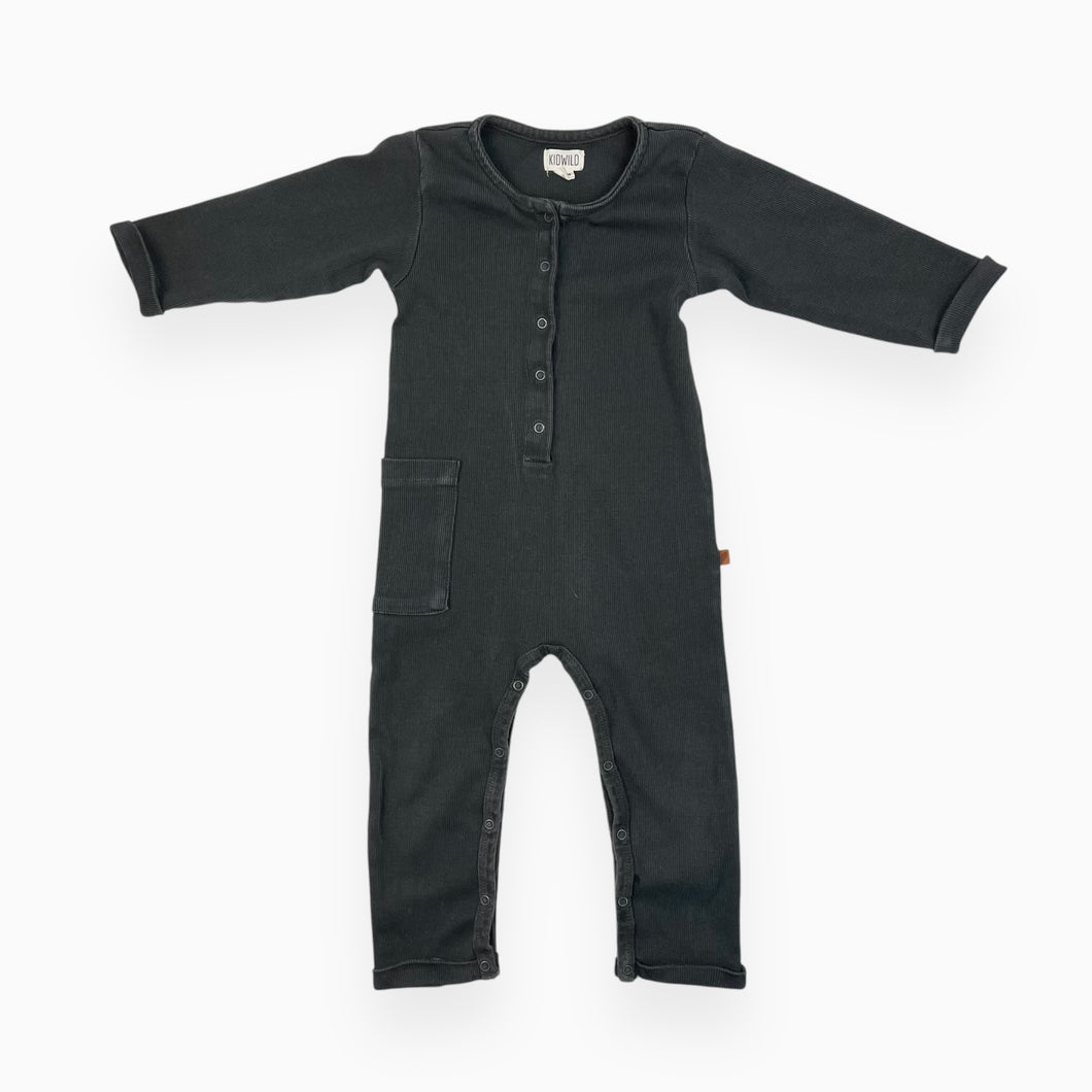 Combi verte très foncé en coton bio cotelé 18-24M