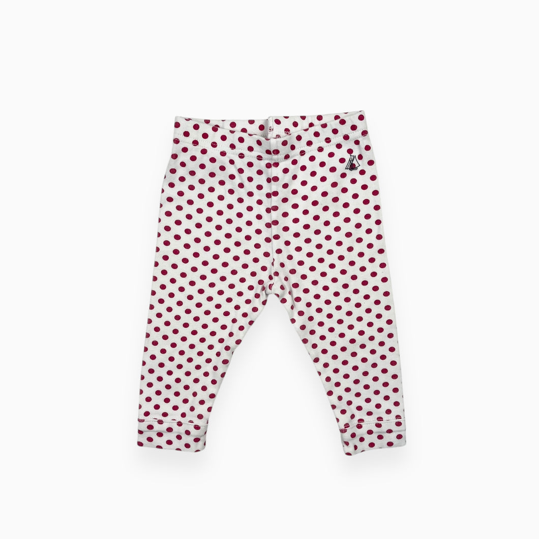 Legging en coton à pois framboises 6M