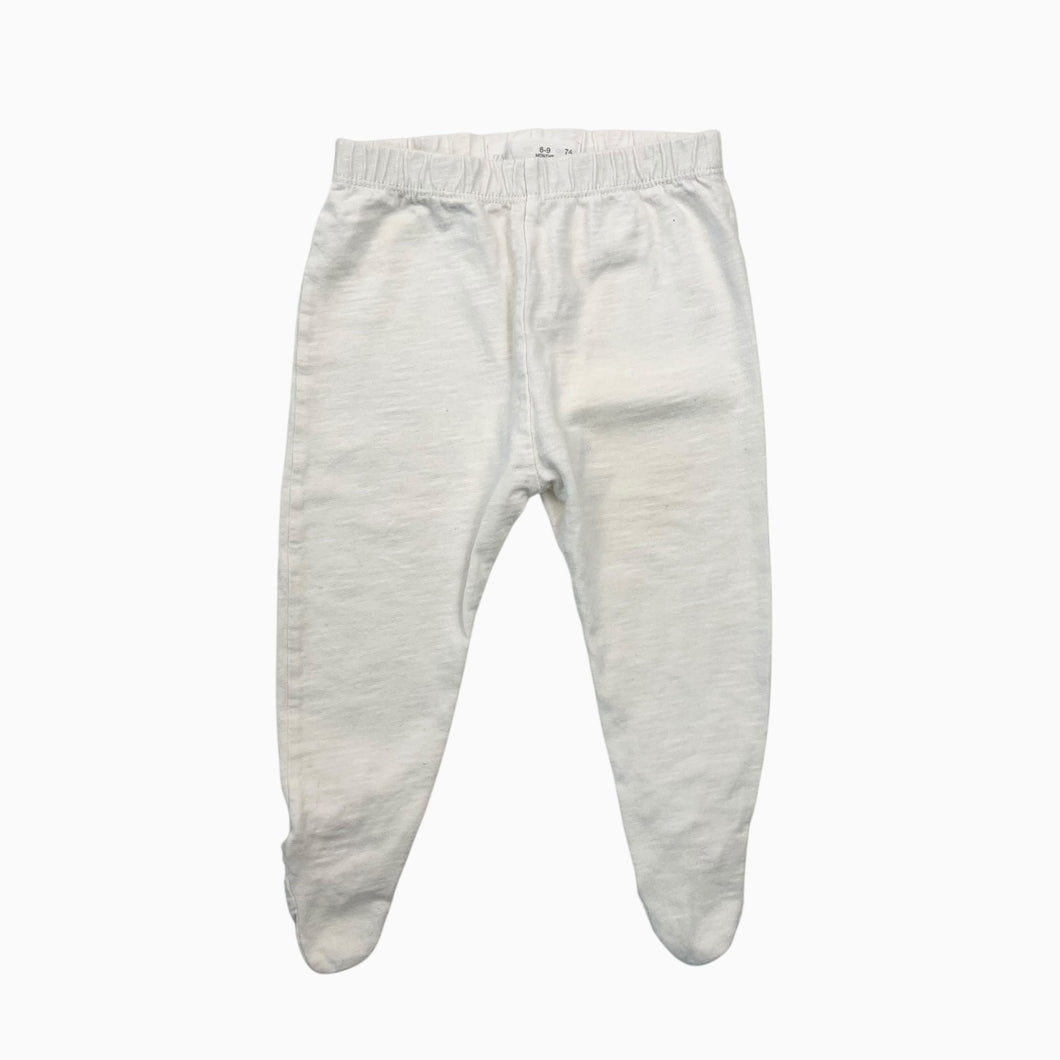 Legging blanc à pieds en coton 6-9M