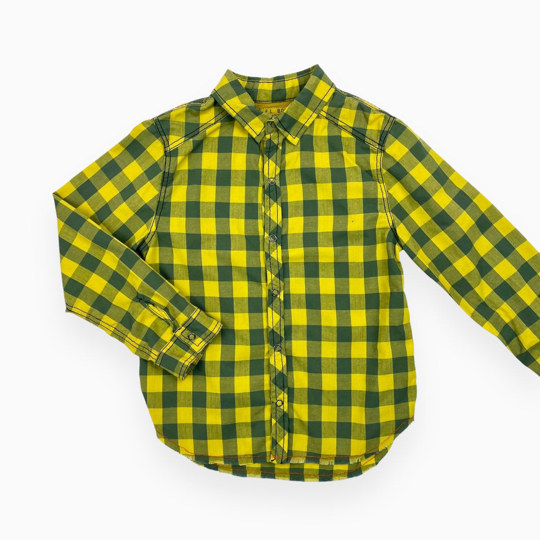 Chemise en coton à carreaux jaunes et verts 5Y