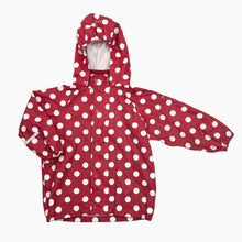 Load image into Gallery viewer, Manteau style imperméable rouge à pois blanc avec capuchon amovible 3Y
