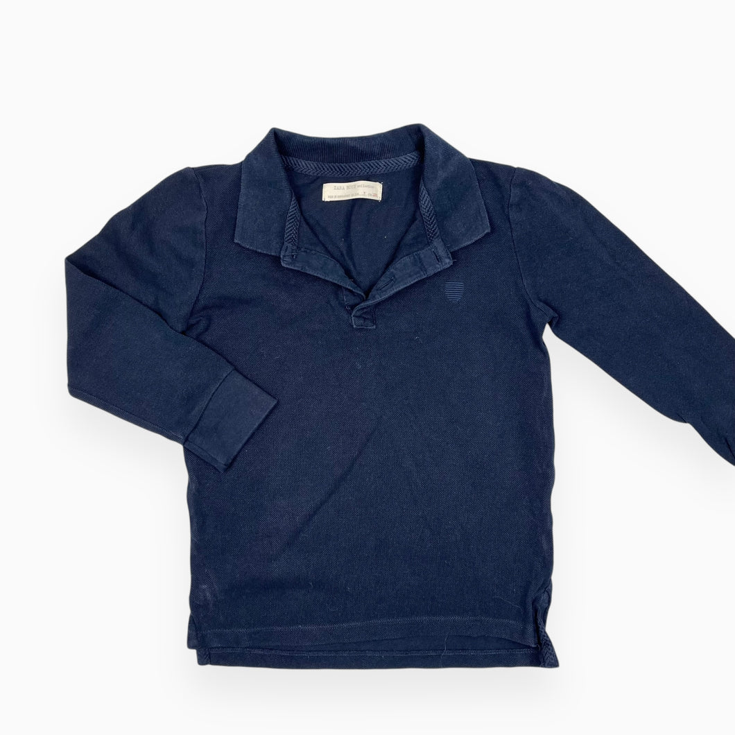 Chandail style polo bleu marine en coton piqué 7Y