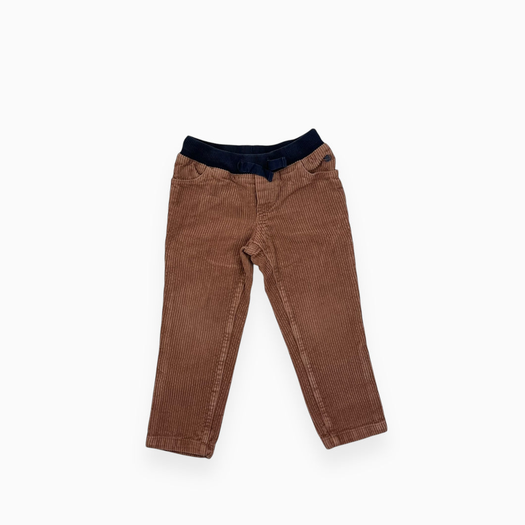 Pantalon en corduroy noisette avec taille élastique marine 3Y