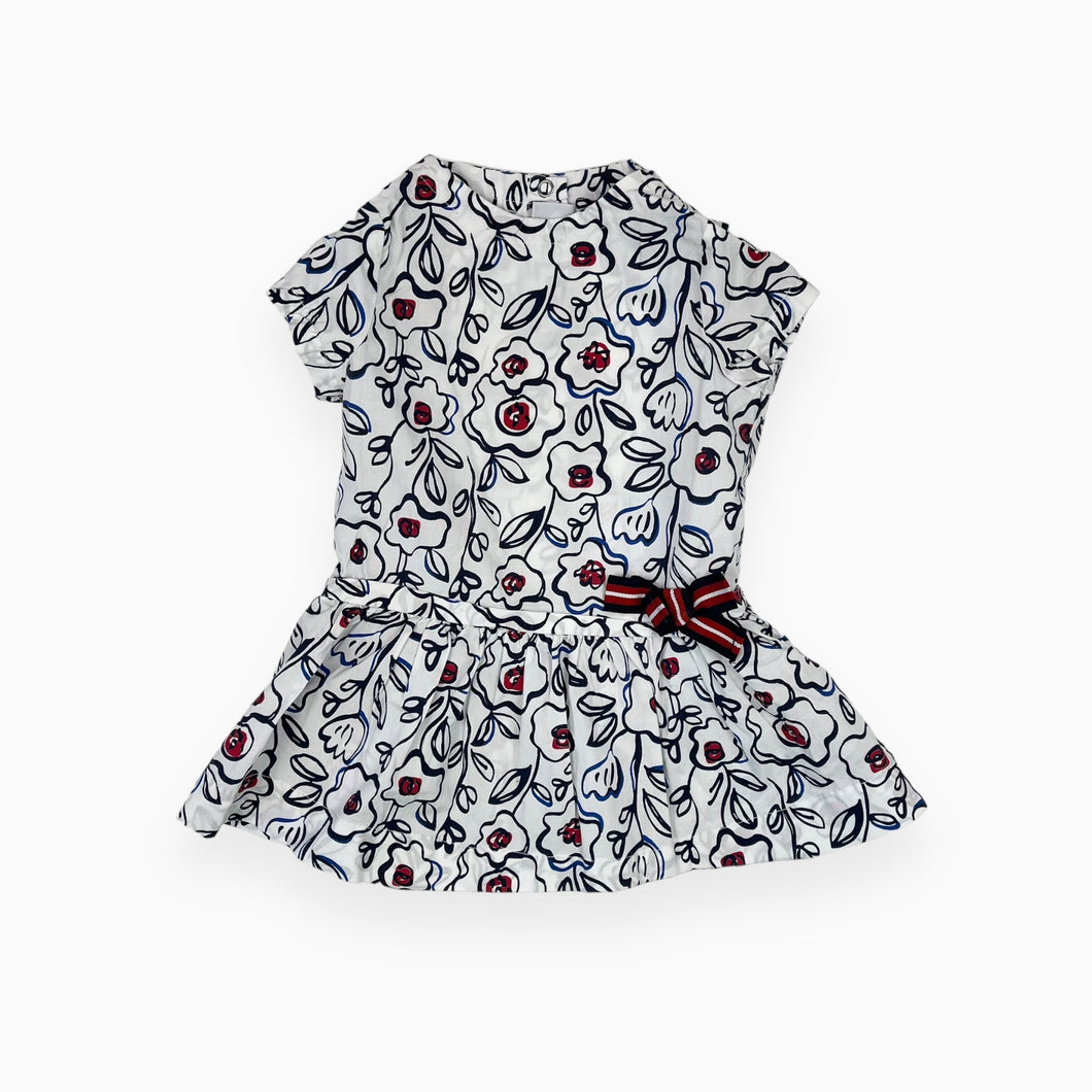 Robe blanche en coton à motif floral 12M