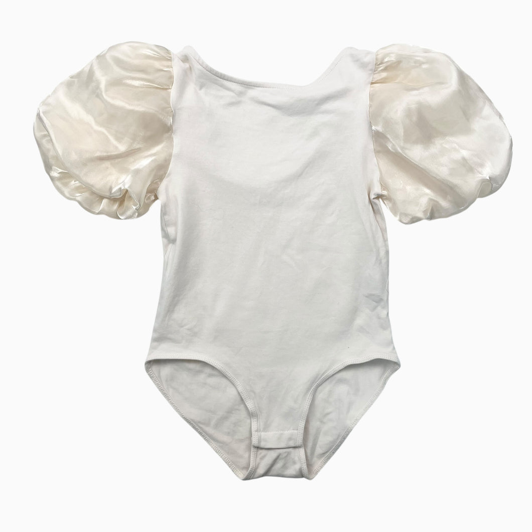 Bodysuit crème en coton avec manches bouffantes satinées 9Y