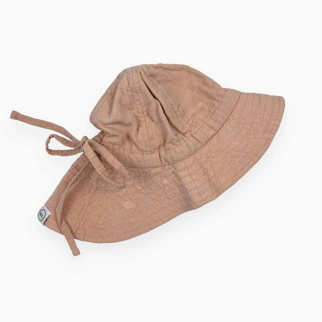 Chapeau rose poudré en lin 6-12M