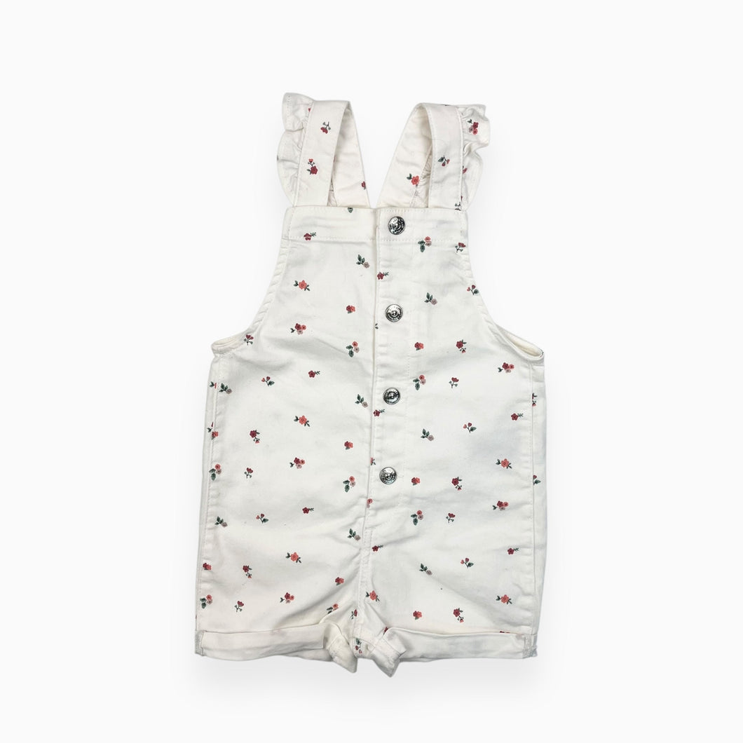 Shortall en denim blanc à imprimé floral 6-9M