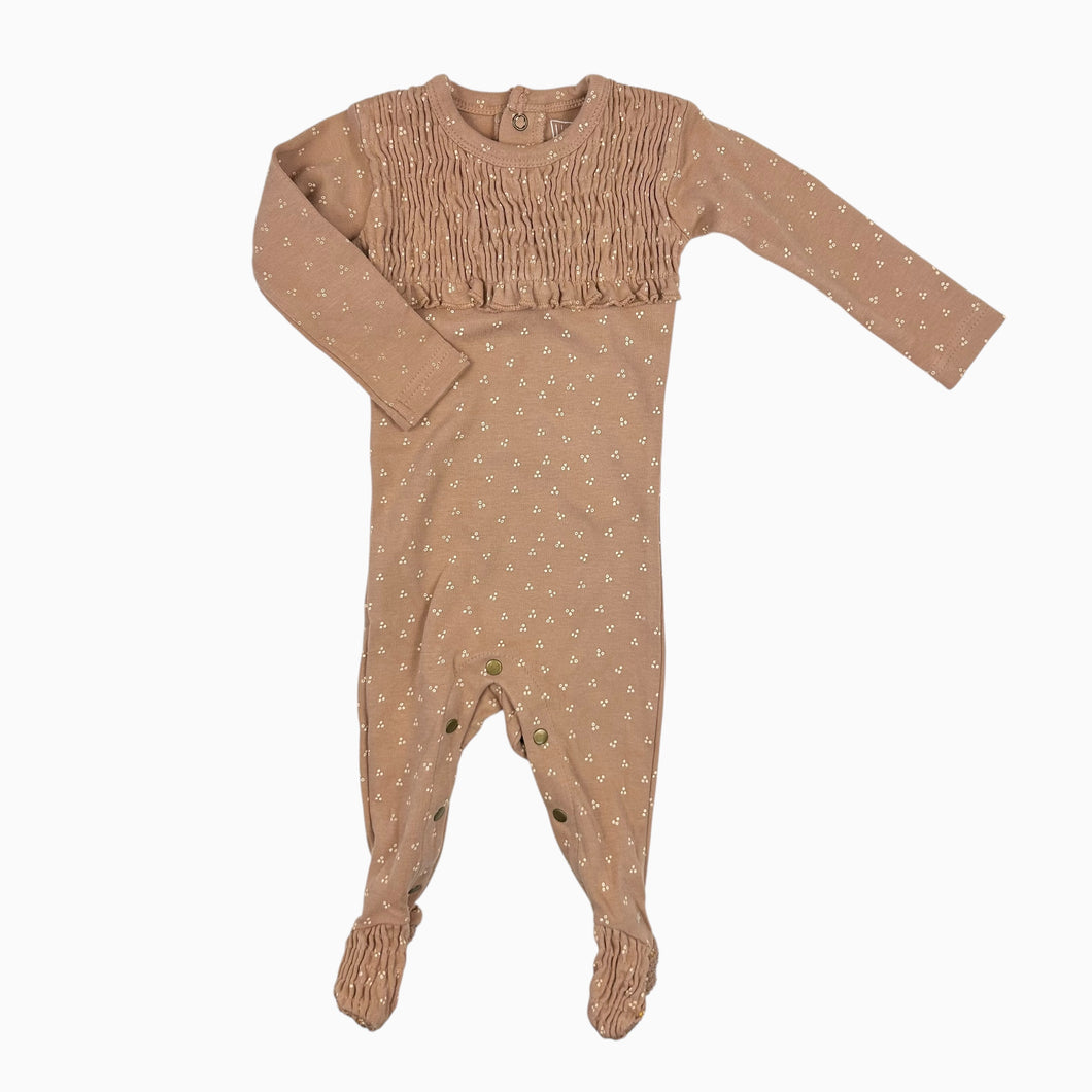 Pyjama teracotta smock en coton avec pied 3-6M