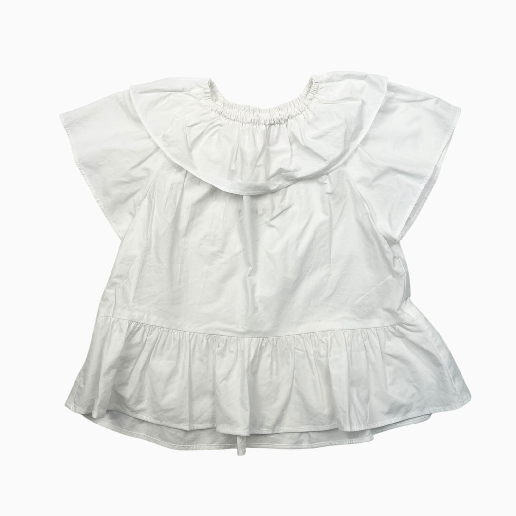 Blouse blanche en coton à large col 3-4Y