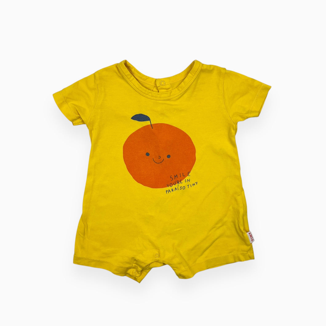 Combi short en coton à imprimé orange 6M