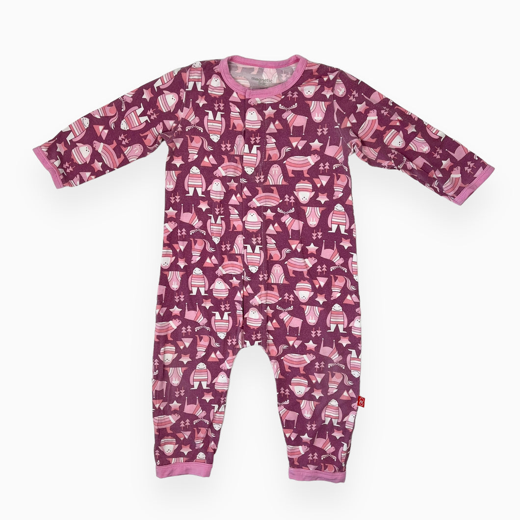 Pyjama mauve en modal avec boutons magnétiques 6-9M