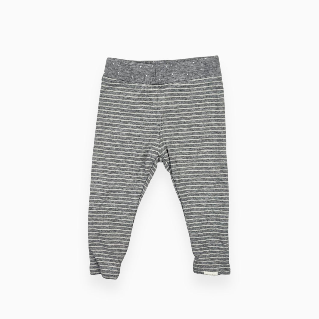 Legging gris en coton chiné à rayures crèmes 9-12M