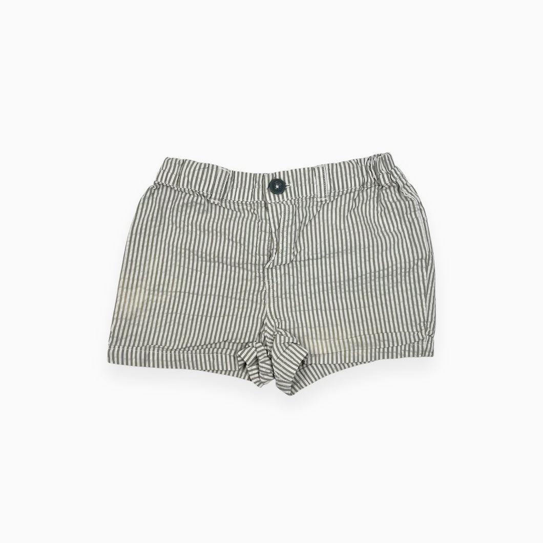 Short en coton à rayures taupes et blanches 36M