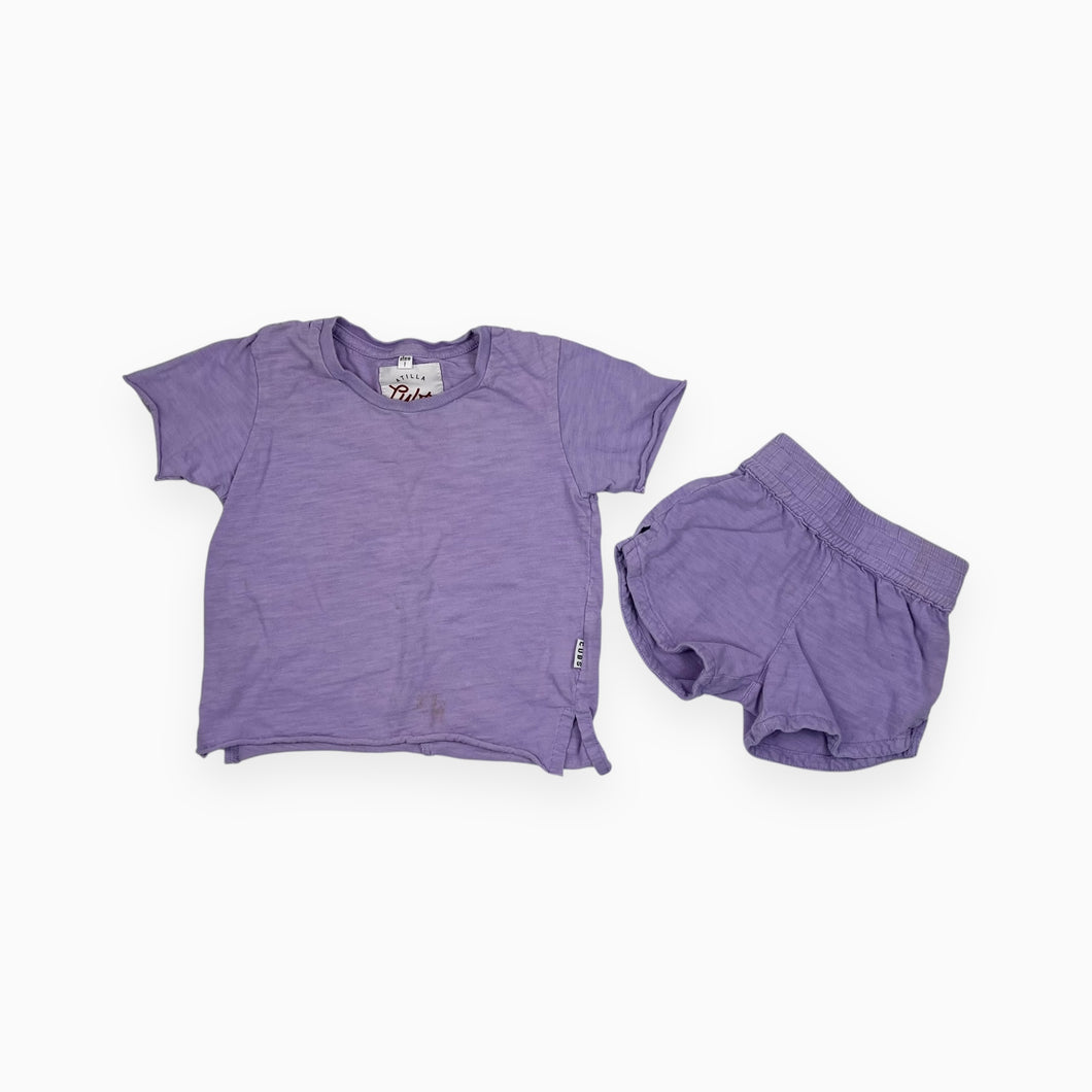 Ensemble t-shirt et short lilas en coton 1Y