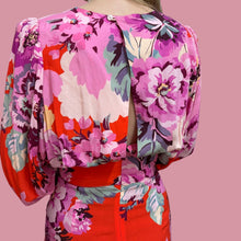 Load image into Gallery viewer, Robe fleuri en viscose à manches longues pour femmes 2US
