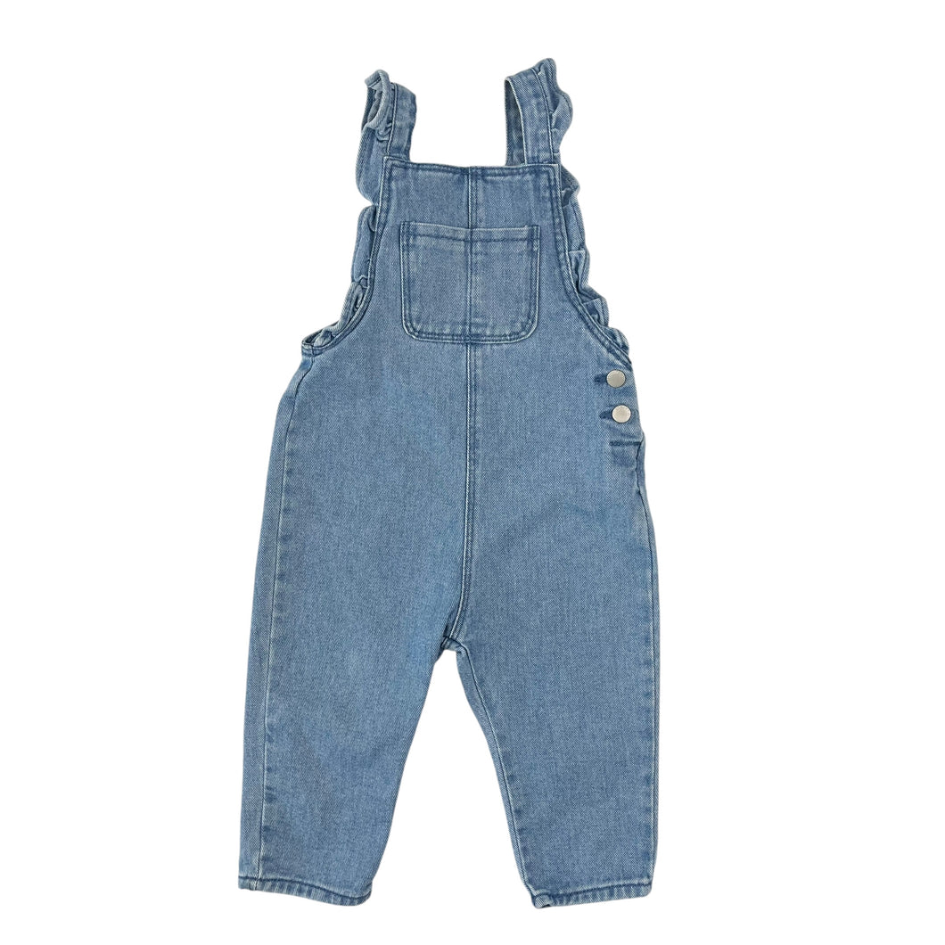 Salopette bleu en denim avec volant 12-18M