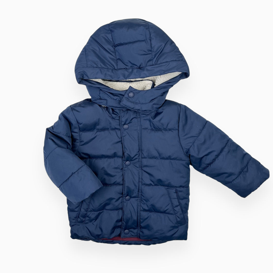 Manteau marine style puffer avec capuchon amovible 18-24M