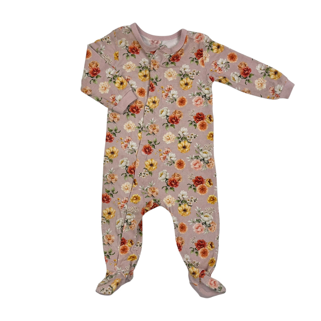 Pyjama à boutons aimantés en coton, modal et spandex à imprimé floral 3-6M