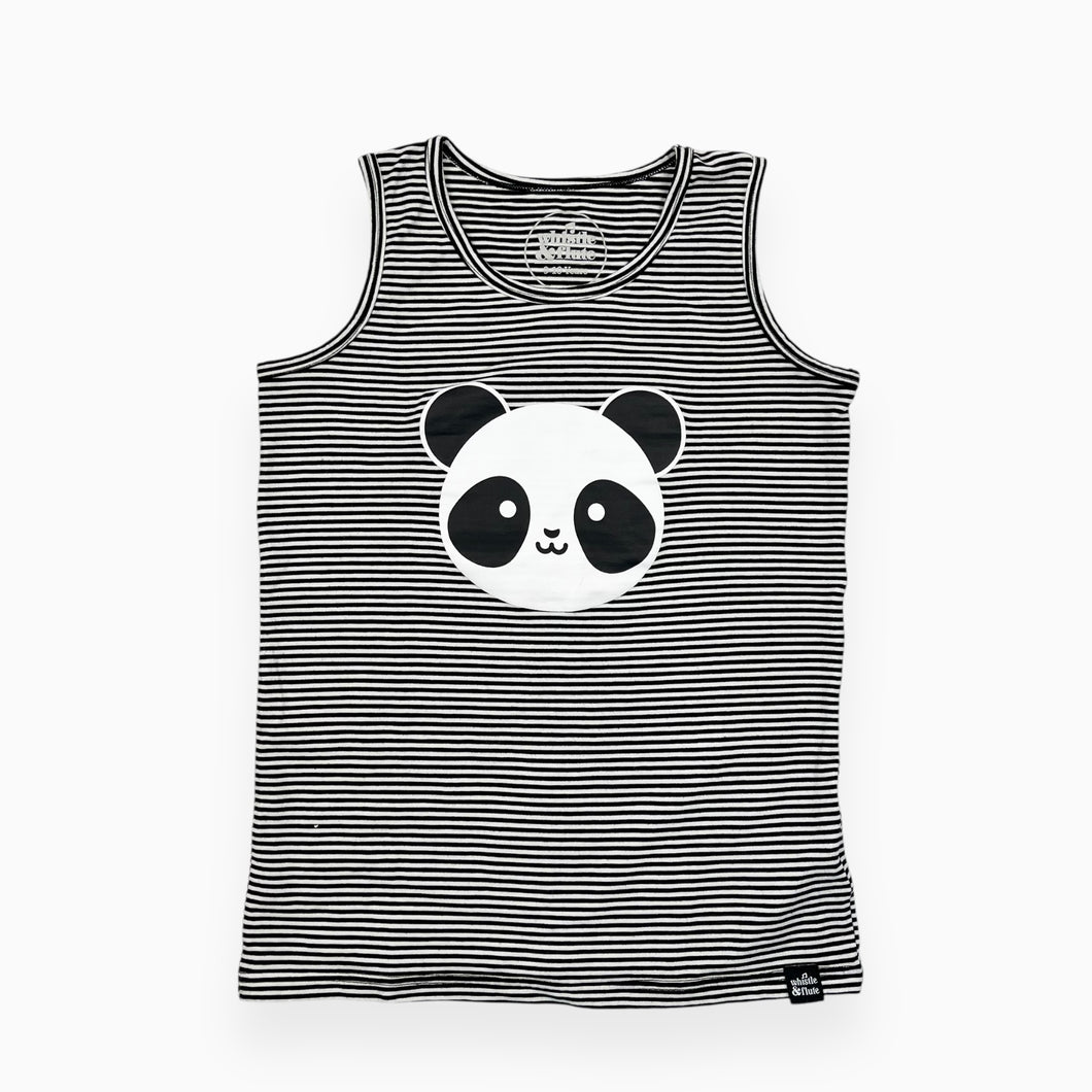 Camisole rayures blanches et noires en bambou et coton panda 9-10Y