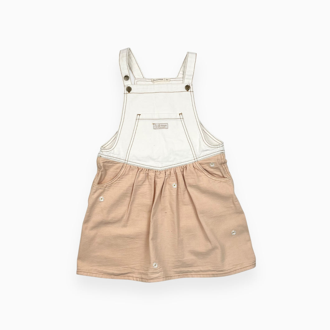 Robe jumper pêche et crème en canvas de coton bio 8-9Y