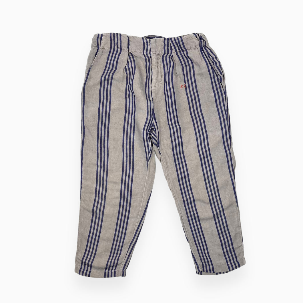 Pantalon léger en viscose et lin à rayures bleues 6-7Y