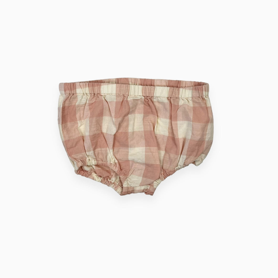 Bloomer en coton bio à motif vichy rose et crème 12-18M