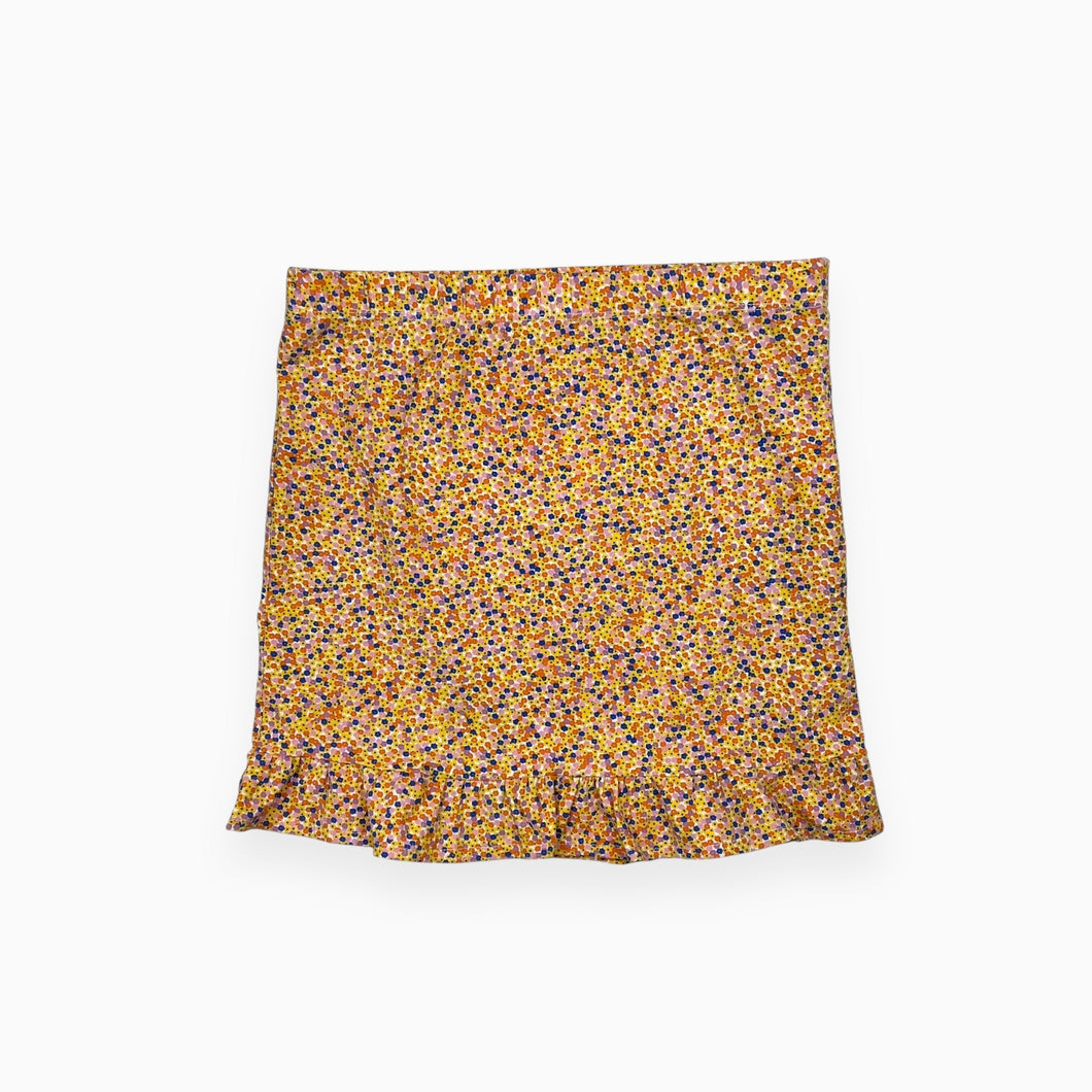 Jupe en coton pima à imprimé floral orangé avec volants 10Y (fit 8-10Y)