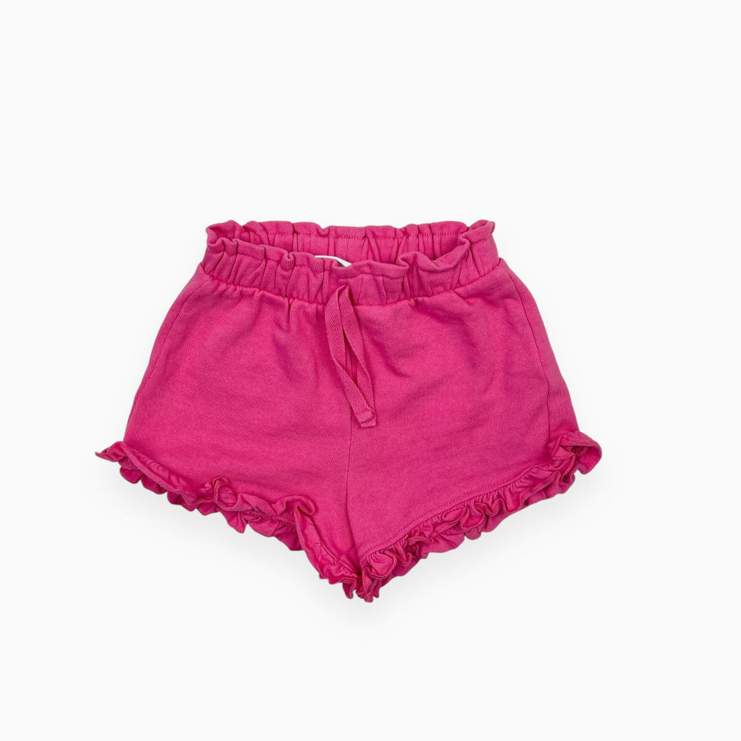 Short rose fuschia en coton french terry avec volants 2-3Y