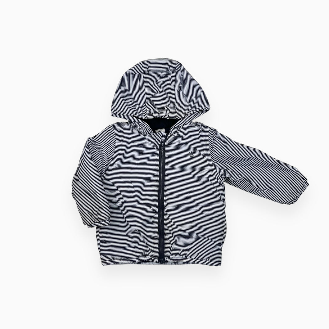 Manteau mi-saison style coupe-vent doublé en polar à rayures 24M