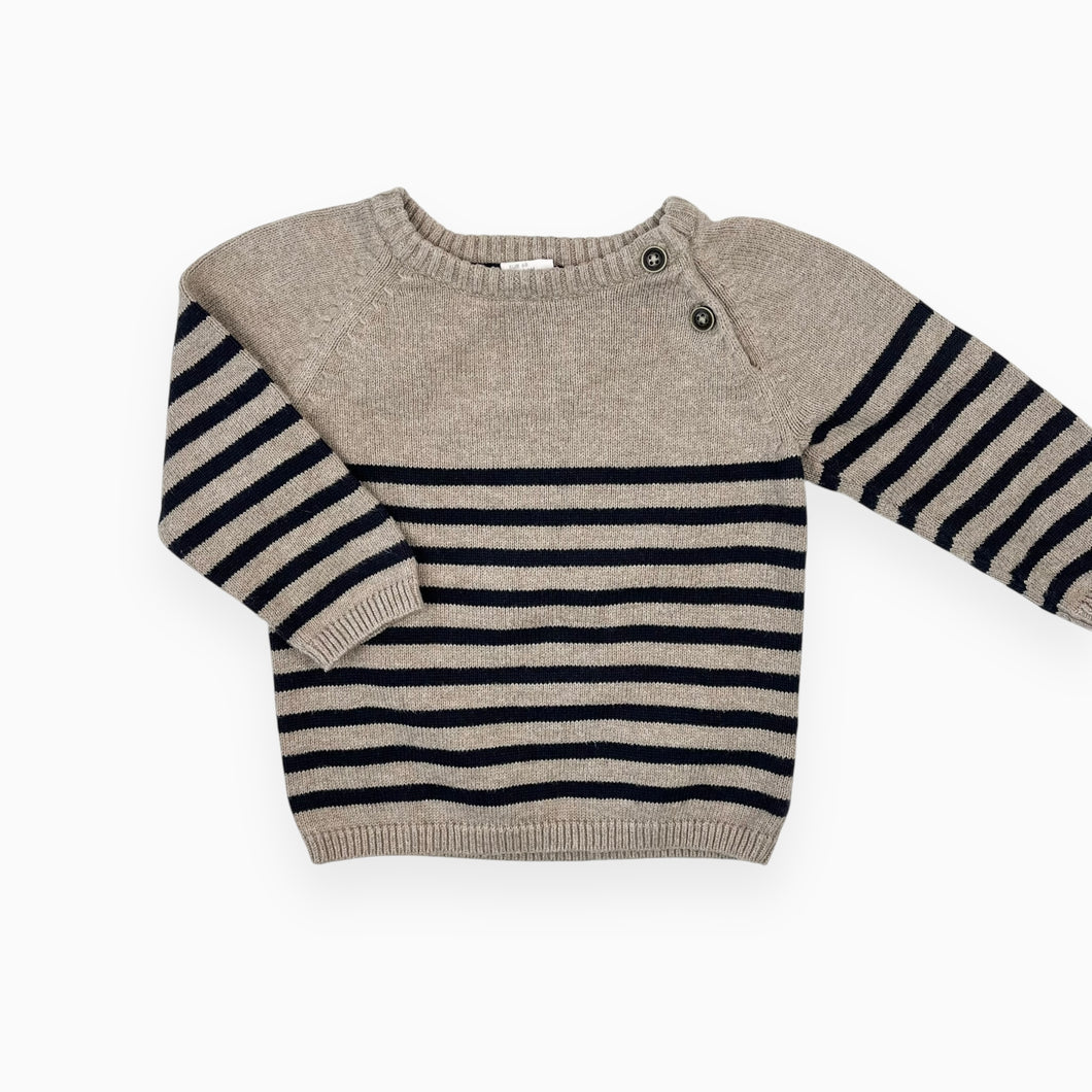 Pull avoine à rayures marines en tricot de coton 4-6M