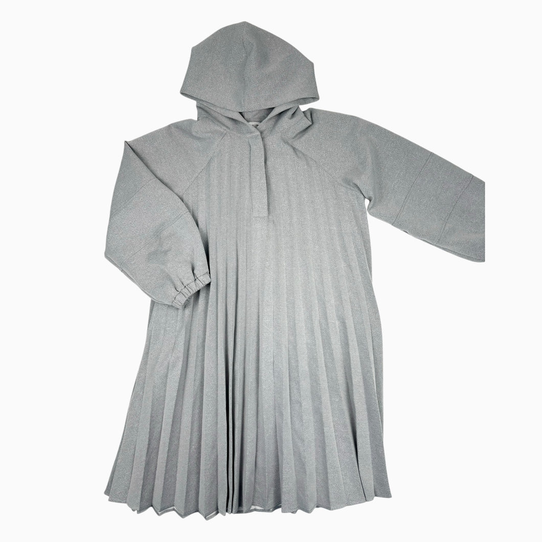 Robe cape grise accordéon à capuchon en poly extensible 13-14Y ou femmes XS