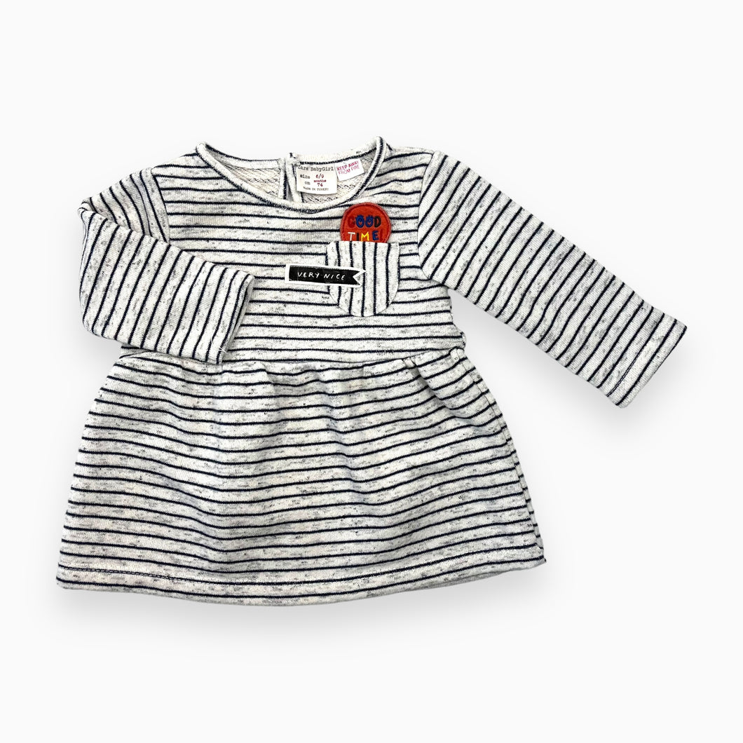 Robe en coton et poly ligné 6-9M