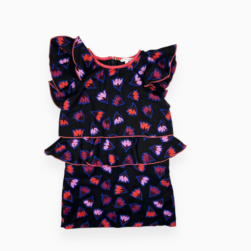 Robe noire avec poche en chiffon de poly doublée en coton à large motif floral 5Y