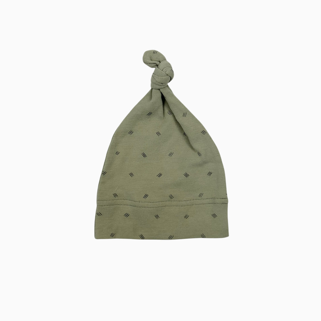 Bonnet vert sauge en coton à noeud 0-6M