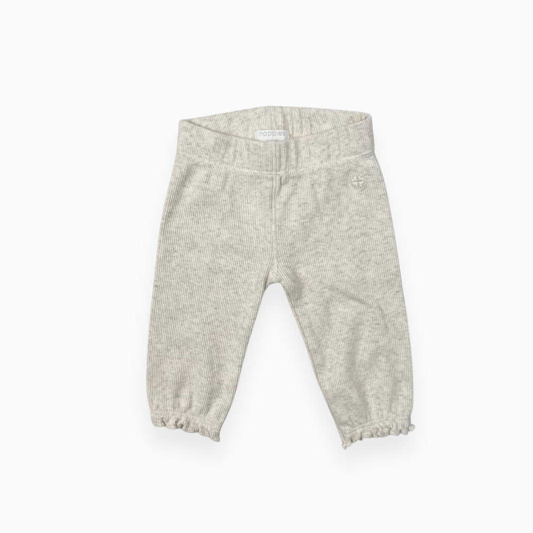 Legging crème chiné en coton cotelé froncé aux chevilles 1-2M