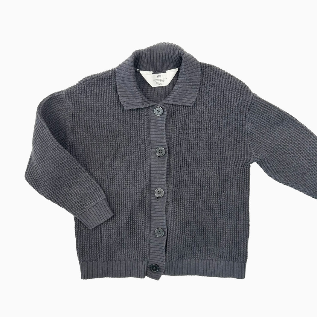 Cardigan charcoal en tricot de coton 2-4Y