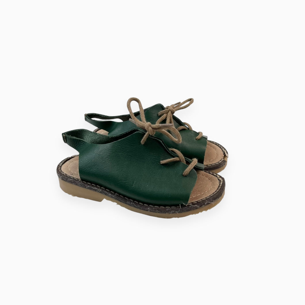 Sandales en cuir vert forêt à lacet 24 EUR