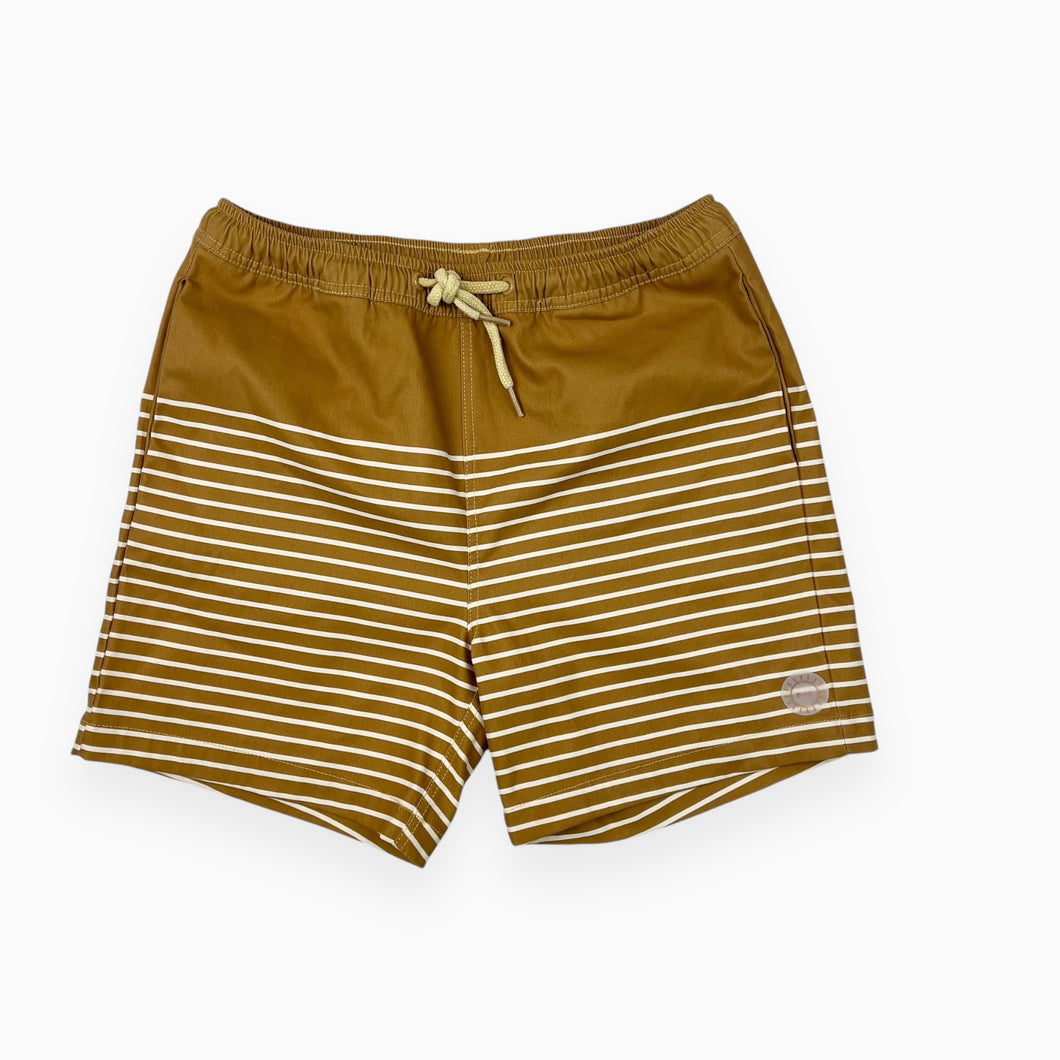 Maillot short à rayures ochres en poly 8-9Y