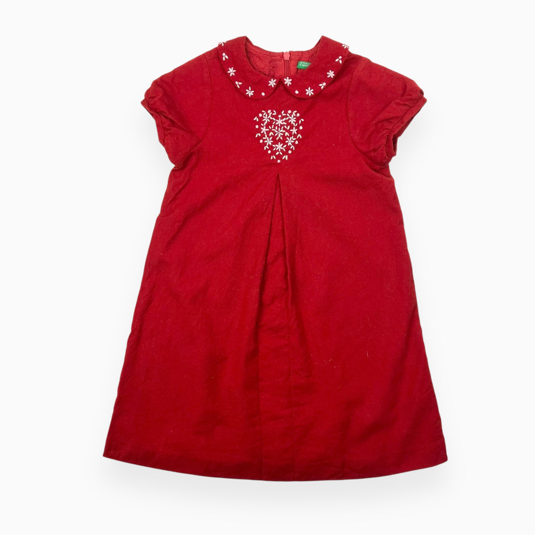 Robe en laine doublée en viscose avec coeur brodé et col claudine 5Y