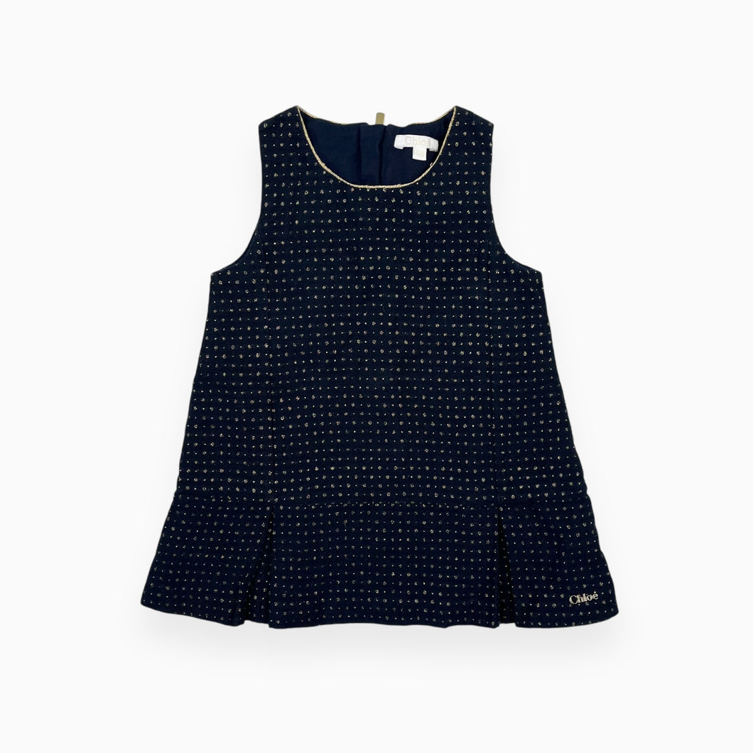 Robe marine à pli en coton, poly et polyamide à imprimé doré 6M