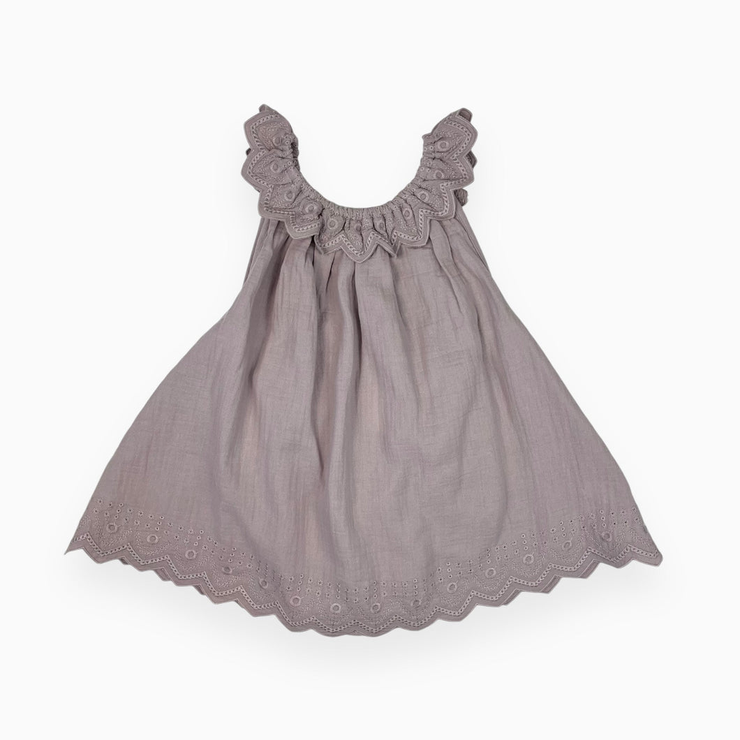 Robe lilas en mousseline de coton avec broderies 18-24M