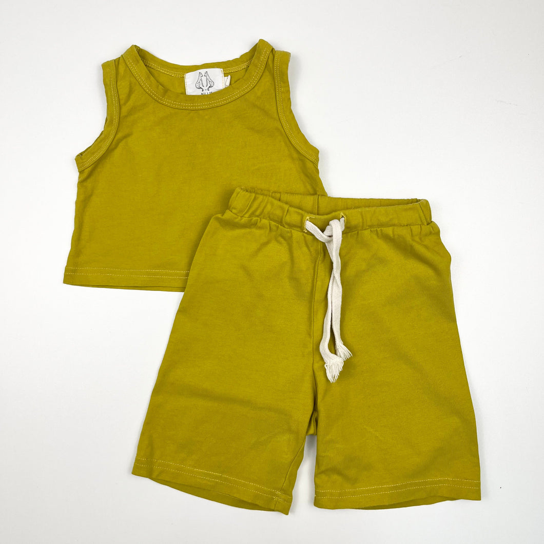 Ensemble en coton chartreuse 3-6M