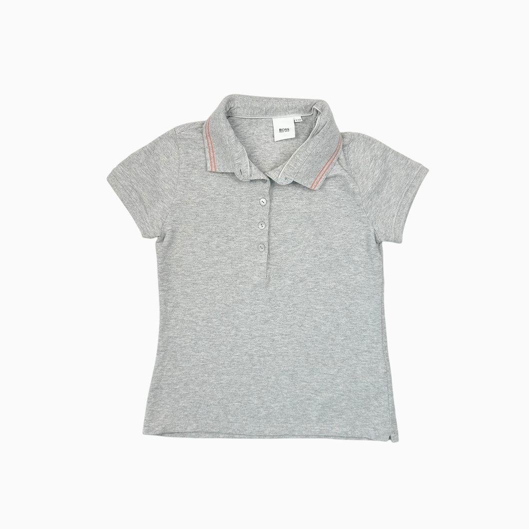 T-shirt gris à col polo en coton piqué 8Y (fit 7-8Y)