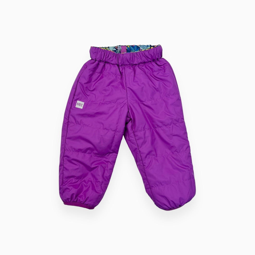 Pantalon mi-saison réversible mauve et à imprimé feuillages 12M