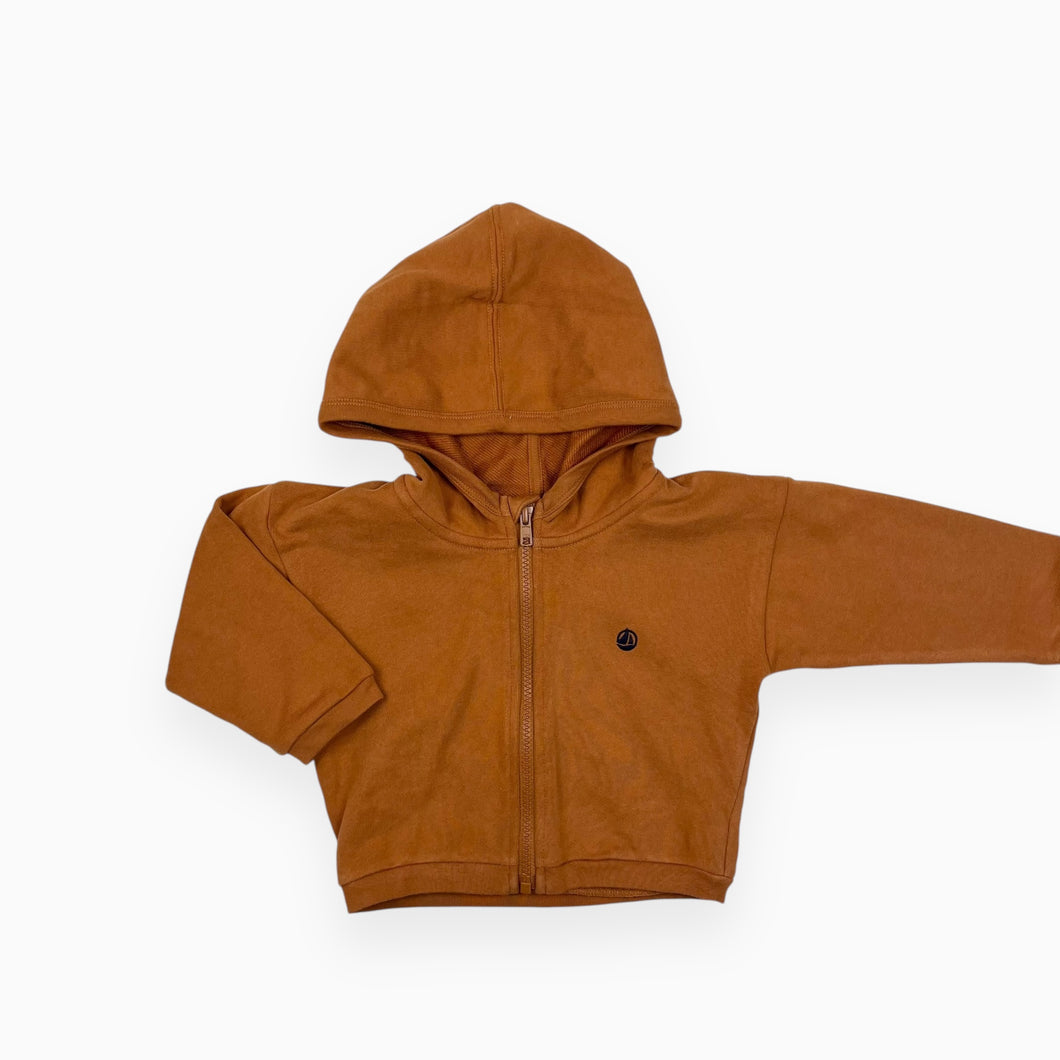 Veste ginger à capuchon en coton french terry 24M (fait courte)