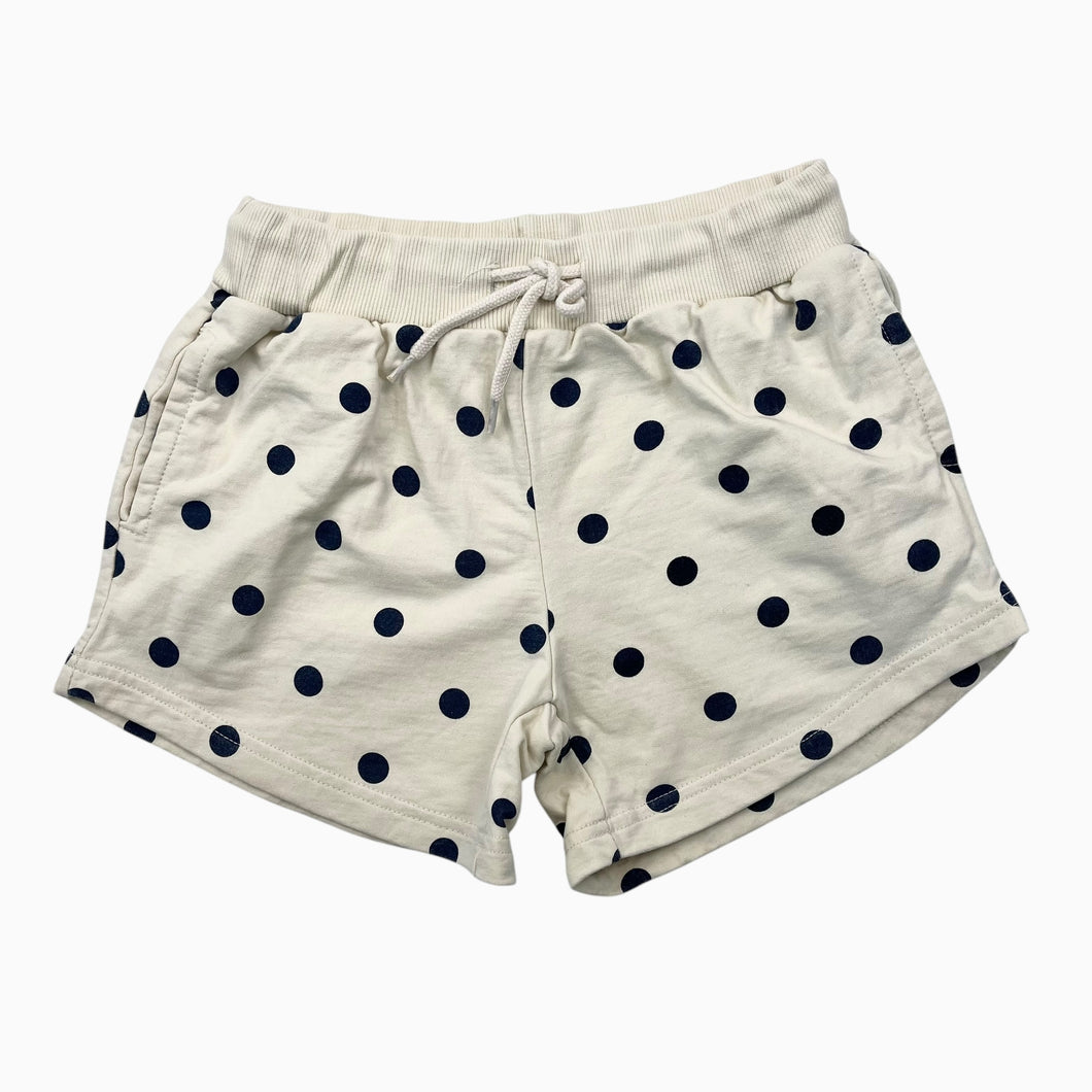 Short vanille en coton bio french terry à pois marines 9-10Y