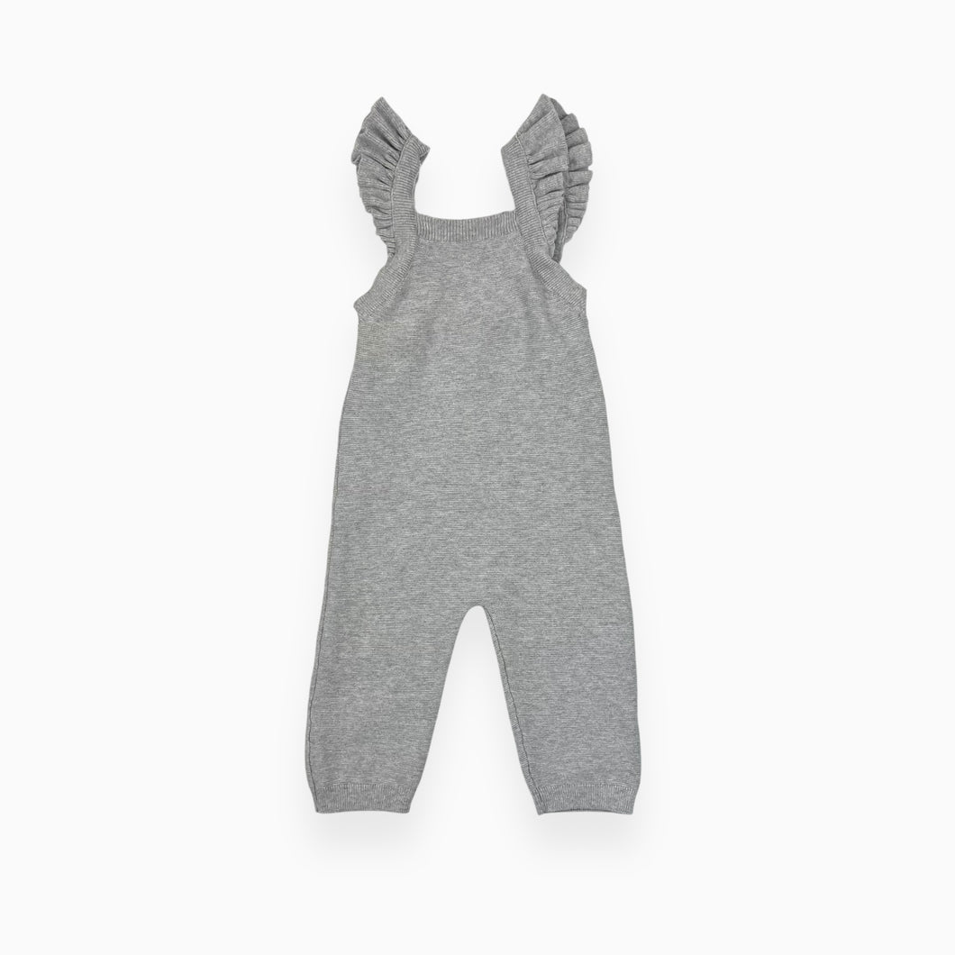 Salopette grise en tricot de coton 9-12M