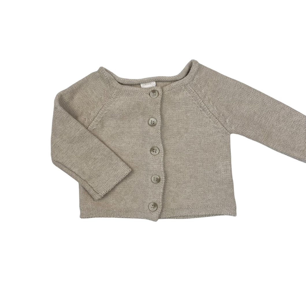 Cardigan beige en tricot de coton3-6M