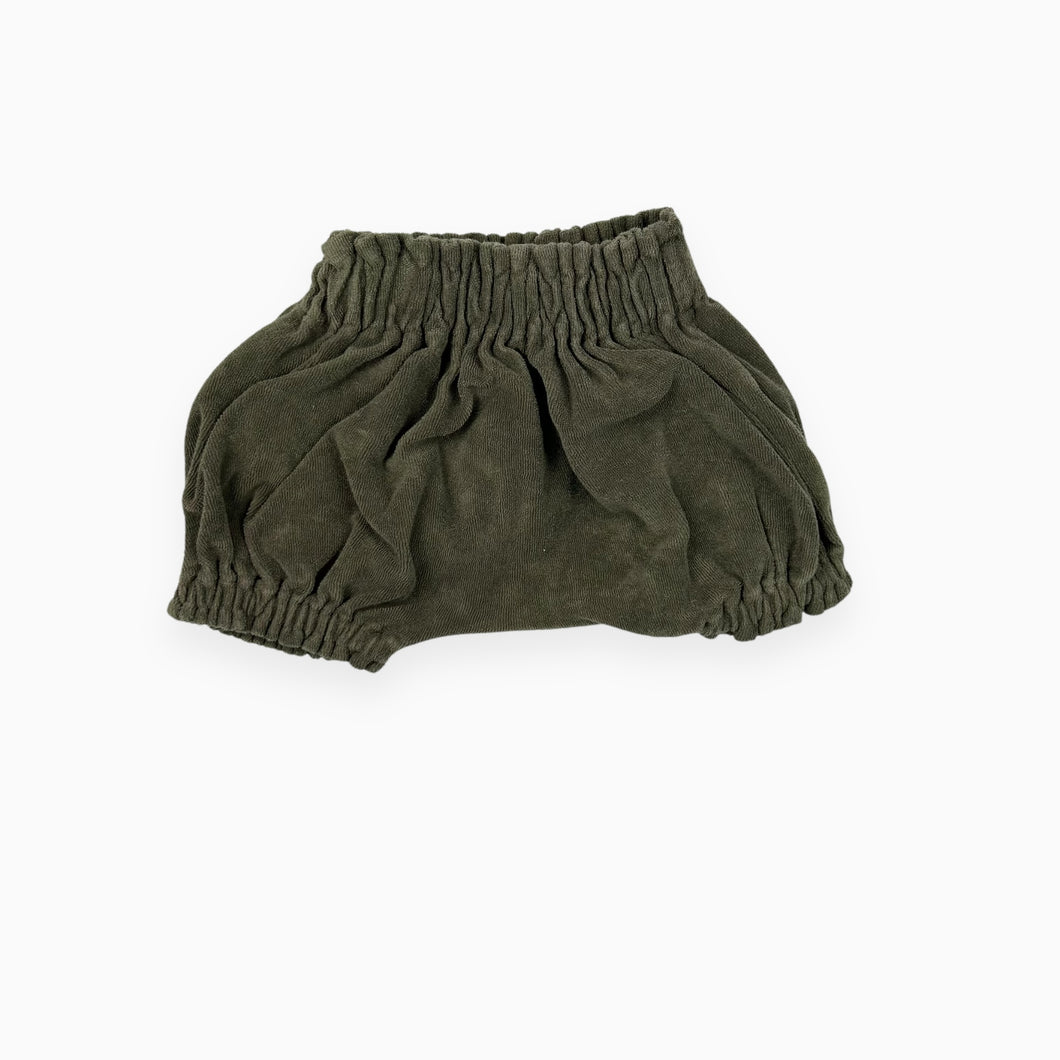 Bloomer olive en ratine de coton bio à taille élastique 9-12M